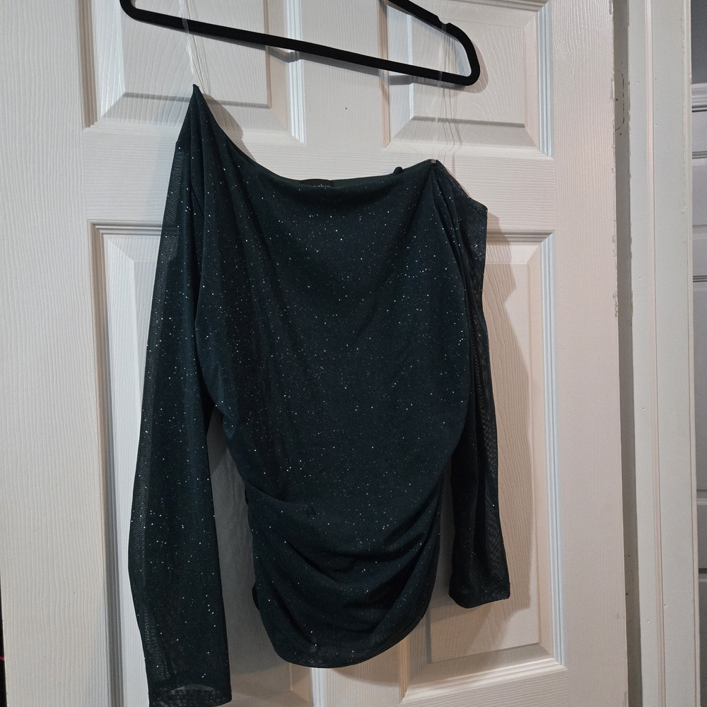 Zenobia DARK GREEN GLITTER Sparkle Blouse